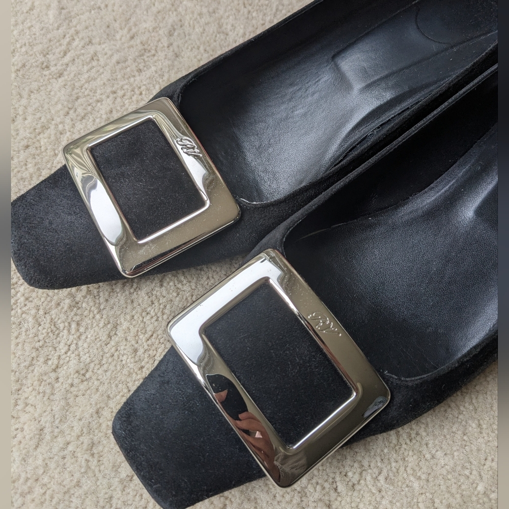 Roger Vivier Decollete Belle Vivier Suede Leather Ballerina Pumps - Picture 4 of 11